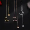 Color de couleur or titane en acier des colliers de lune étoiles pendentifs Collier de mode Femme Silver Neclace Colar Baines de bijoux7707897