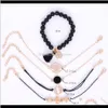 Beaded, Strands Jewelry Drop Delivery 2021 Bracelets Set Bule Black Beaded Bracelet With Tassel Pendant Flower Star Map Shell Turtle Compass