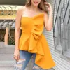 Vrouwenblouse Tops Shirts Off Shoulder Backless Sexy Ruches Slanke Party Wear Summer Fashion Elegant Lady Bluas Drop 210416