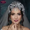 Luxus handgefertigte Diamant Tiara Barock Kristall Braut Kopfbedeckung Krone Strass mit Hochzeitsschmuck Haarschmuck Diamant Brida202q