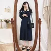 S-XL Frühling Robe Spitze Mädchen Boho OL Casual Blau Langarm Frauen Kleider Weibliche Kleid Hosenträger Femme Vestido 210417