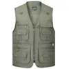 Sommar snabb torr tunn väst man med många fickor Casual Classic Multi Pocket Military Green Piprapher Baggy Work Waistcoat 211104