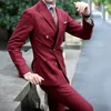 White Slim fit Casual Men Suits for Wedding Prom with Double Breasted 2 piece Custom Groom Tuxedo Man Fashion Clothes 2020 X0909