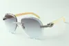 Exquisite classic XL diamond sunglasses 3524027 natural white buffalo horn temples glasses, size: 18-140 mm