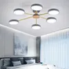 Lustre de lustre minimalista moderno nórdico, lâmpada de teto led de teto de teto de estar personalidade de madeira macaron e luzes de iluminação de ferro