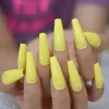 False Nails Extra Long Shiny Tapered Fake Nail Art Yellow Designer Press On Hight Qualicial Salon DIY Glossy Artificial Prud22