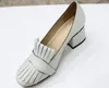 Realfine Marmont Leather Midheel Pump Sandals för kvinnor storlek 35-42
