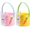 2022 Vlies Ostern Bunny Basket Eimer 3D Kaninchen Karotte Dekoration 7x8 Zoll Süßigkeiten Bag Party Geschenk Aufbewahrung Kinder Kleinkind Nette Handtasche Tote mit Griff