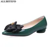 ALLBITEFO bow-knot real genuine leather women heels shoes fashon office work shoes thick heel high heel shoes high heels 210611
