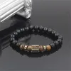 Charm Armbänder Mode Herren Matt Onyx Stein Tigerauge Kombination mit Kubikzircon Elastic Stretch Armband Unisex Schmuck Geschenk308w