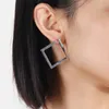 Hoop & Huggie Trendy Oversize Geometric Big Earrings For Women Basketball Brincos Exaggerated Large Square Punk Jewelry