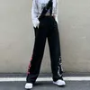Pantalon femme 2021 nouvelle mode Y2K Streetwear taille moyenne Baggy jambe large pantalon droit noir Harajuku petit ami femmes pantalon Q0801