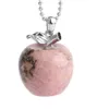 Pendentif pomme en cristal naturel 23*20*20mm avec chaînes de 50cm, collier en alliage d'été pour femmes, accessoires de bijoux européens et américains, vente en gros