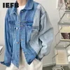 IEFB Spring Niche Designer Koreanska Personlig Splicing Deconstruction Loose Denim Jacket Oversized Man's Jeans Coat 9Y6082 210524