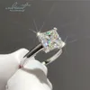 Bagues de grappe Inbeaut Argent 925 Excellente coupe 1 Ct D Test de diamant de couleur Pass Sparkling Square Moissanite Ring Classic 4 Claw Princess