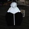 Män Natt Reflekterande Stitching Casual Windbreaker Jacka Fashion Streetwear Hip Hop Man Loose Hooded Vattentät Zipper Outwear 211126