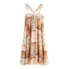 Vrouwen elegante zomer mouwloze jurk ruches kwastje strikje losse es vrouwelijke mode vestidos 210513
