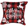 Kerst kussensloop zwart en rood buffel plaid linnen kussenhoes voor sofa couch xmas decor 18 inch xbjk2108