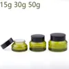 15g 30g 50g Marrón Verde Frasco de vidrio vacío Botella con tapas negras Envases cosméticos Cuidado de la piel Crema para ojos Frascos Olla Botellas recargables SN5451