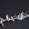 15.5 "Strand Titanium Rainbow Surowy kwarcowy Top Wiercony punkt Luźne Koraliki, Naturalne Kryształowe Wisiorki DIY Biżuteria Dokonywanie