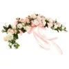 Couronnes de fleurs décoratives Chic en soie Rose fleur miroir mur porte couronne anneau garniture mariage rotin feuilles fleur guirlande