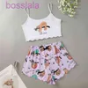 Women cartoon pattern Printed Tracksuits Two Piece Pants Set Designer Suspender Strapless Tops Lovely Girls Home Clothes Suits 19 Colours