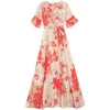 2021 elegante Frauen Plus Größe Boho Strand Maxi DrParty Kurzarm Runway Vestido Sommer Vintage Floral Chiffon Midi Sommerkleid X0621