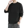 Chemise à col rond en velours allemand T-shirt à manches longues pour hommes avec pull intérieur en peluche et épais, couleur unie, automne H1206