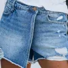 Kvinnor Rippade Jeans Shorts Sexig Fast Färg Sexig Bomull Blandning Broken Hole Attraktiv Fritid Till Strand Sommar 210714