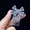 Broche vintage en argent sterling 925 avec nœud papillon en zircon cubique, bijoux fins pour femmes, pour robe et manteau