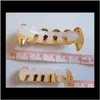 Grillz, Body Drop Delivery 2021 Dental Hip Hop Iced Out Cz Diamonds Top Sier Hiphop Jewelry Gold Teeth Rhinestone Top&Bottom Grills Set Shiny