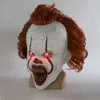 New LED Horror Pennywise Joker Scary Mask Cosplay Stephen King Chapter Two Clown Latex Masks Helmet Halloween Party Props