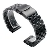 Silver/black Solid Stainless Steel 22mm 20mm Watchbands Folding Clasp Mens High Quality Watch Strap Replacement H0915