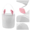 Sublimation Pâques Lapin Seau Festif Polyester Oreilles En Peluche Lapin Panier Blanc DIY Bonbons Cadeau Sac Fourre-Tout Sacs D'épicerie Réutilisables DIY Artisanat Décoration