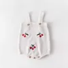 Cute Cherry Baby Girl 2PCS Sets Valentine Day Long Sleeve Sweater Coat +Romper Princess Outfits Kids Clothes 0-2Y E86023 210610