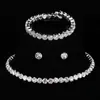 Wedding Necklace Earrings Bracelet Set For Women Circle Crystal Bridal Jewelry Sets Silver Color African Beads Rhinestone