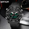 Sanda Brand Wrist Watch Mężczyźni Zegarki Wojskowe Armia Sport Outdoor Wristwatch Podwójny Wyświetlacz Męski Zegarek Dla Mężczyzn Zegar Wodoodporny Hou G1022