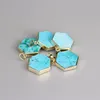 5pcs / lot guldkanter hexagonplatta charmar, rå turkos hängsmycken, naturlig blå howlite stenskiva nugget charms smycken gör