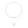 Pendant Necklaces Korean Fashion Hip Hop Jewelry Accessories Silver Color Double Layer Chain Geometric Cross Butterfly Necklace For Women