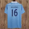 97 03 Kun Aguero Retro Mens Męs piłkarski Jersey Silva Tevez Tourre Dzeko de Jong Kompany 07 08 Strona główna wyjazdowa mundury koszuli piłkarskiej