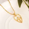 Heart cross Jewelry sets Classical Necklaces Earrings Set 18 k Solid Gold Arab/Africa Wedding Bride's Dowry women girls