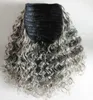 Salz- und Pfeffer-authentische graue Pferdeschwanzfrisur für schwarze Frauen, neues natürliches silbergraues Pferdeschwanz-Puff-Haarteil mit Kordelzug und Clip-Ins, 120 g