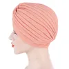 Donne musulmane Indiano Turbante Cappello Increspature Hijab Chemio Cancer Cap Beanie Caps Copricapo Copricapo Donne Musulmane Sciarpa Cap Accessori