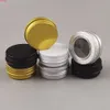 100 x 15g tomt vit guld svart aluminium kräm burk pott nail art makeup läppglans kosmetiska metall burkar containersgood