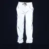 Full Reflective Pant Men 2021 Spring Autumn Drawstring Tied Rope Closed Collar Trousers Street Hip Hop Gray Pants Men's