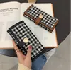 Factory wholesale women wallet elegant atmospheric printing card package sweet lady plaid long wallets fashion folding color matching large leather handbag