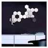 Mirrors 12 -stcs 3D Mirror Wall Sticker Home Decor Zhexagon Decoraties Diy Verwijderbare woonkamer Decal Art Ornamenten Decorative8214811