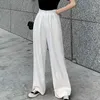 Minimalistische casual brede pant broek voor vrouwelijke hoge taille zwart groot formaat losse rechte broek mode 210521