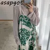 Coréen Chic automne rétro Halo colorant imprimé Spaghetti sangle robe lâche O cou t-shirts femmes solide haut en coton à manches longues 210730