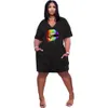 Läpptryckt sommarklänningar för kvinnor Kläder Produkt Strand Semester Loose Oversized T-tröja Y2K Top Casual Dress 210525